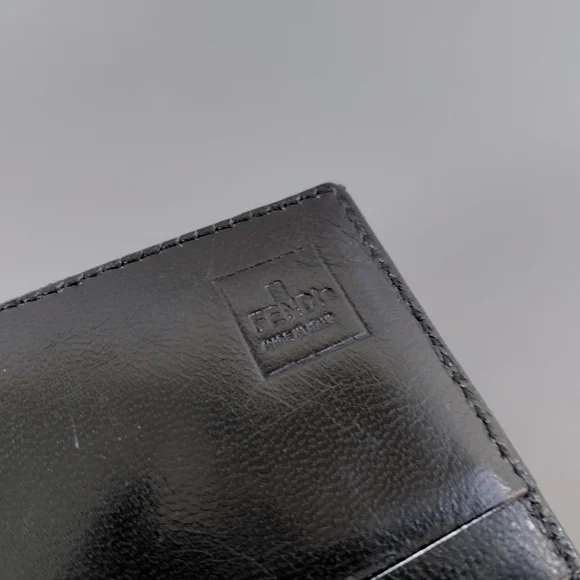 Fendi Textured Black Evening Clutch Wallet Signature